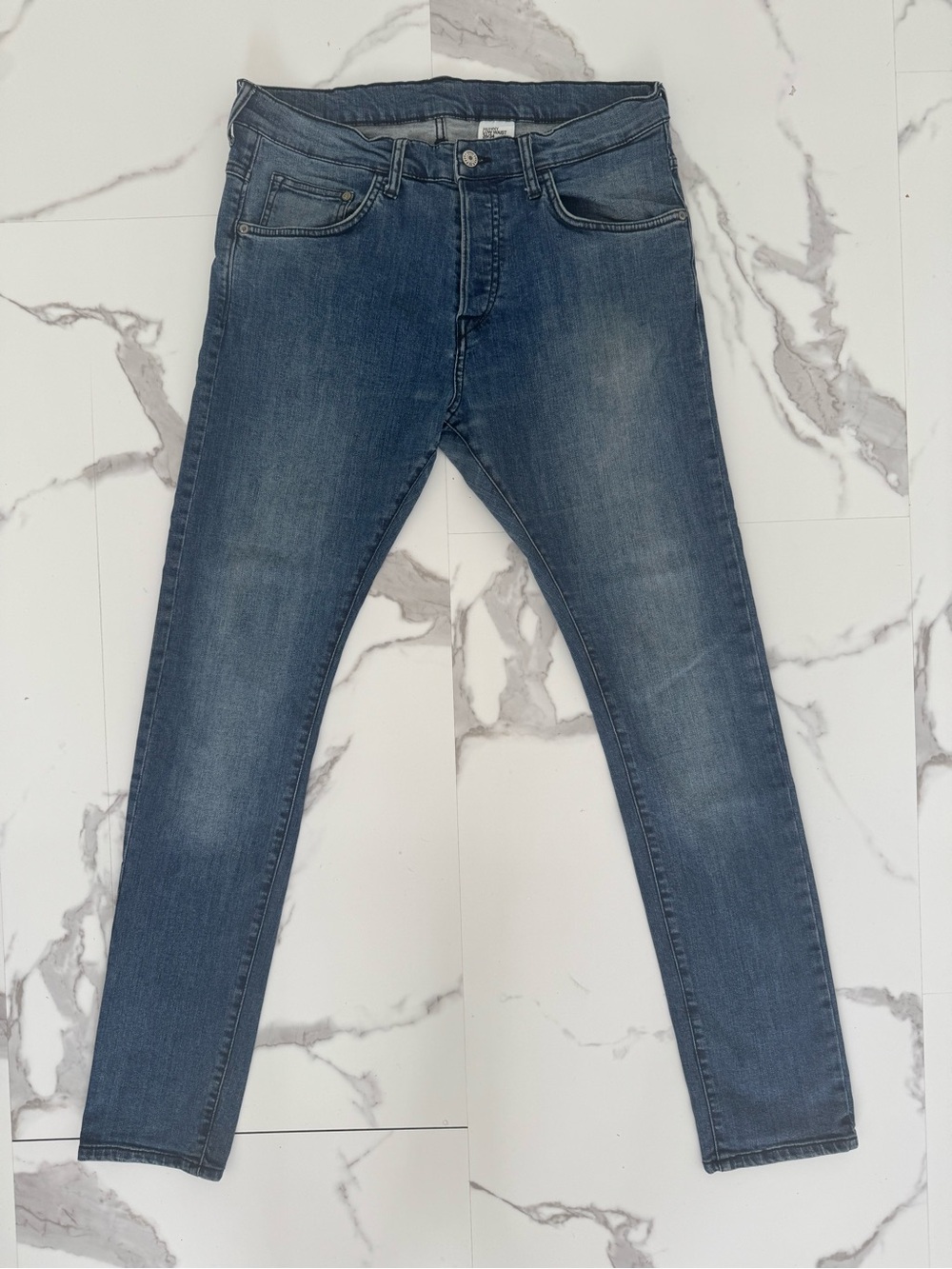 H&M Men’s Skinny Low Waist Jeans Blue Stretch Denim 36x34